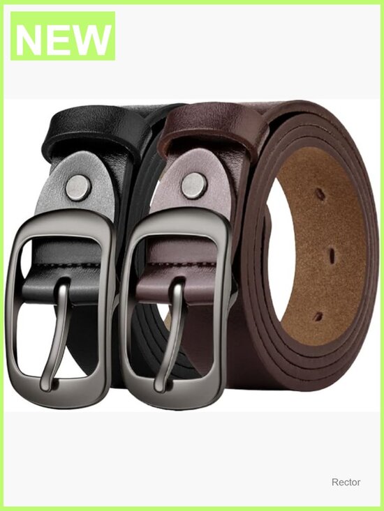 Genuine Leather Belts 2-Pack Pin Buckle Adjustable Fit for Jeans Dresses main image 7